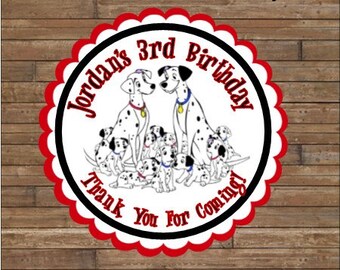 Personalized 101 Dalmations Stickers - Dalmations Favor Tags - 101 Dalmations Birthday