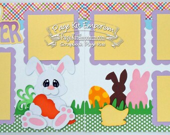 Scrapbook Page Layout Easter Spring Bunny Chick Boy Girl Baby 2 page Scrapbook Layout Kit 118