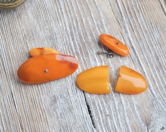 Vintage natural butterscotch, egg yolk Baltic Amber broken Cuff Links.