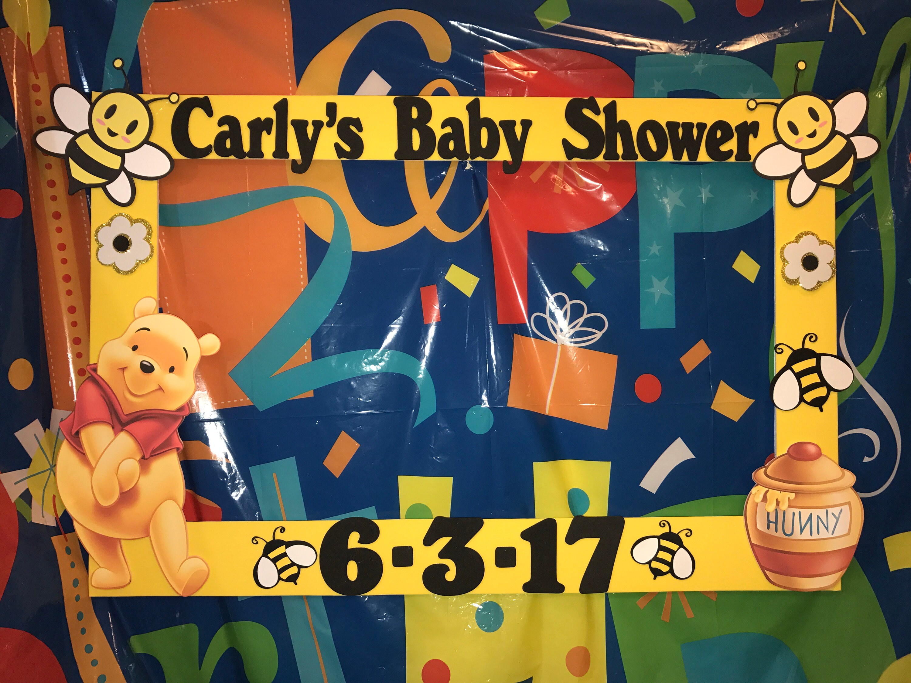 first birthday bee winnie the pooh party photo booth frame 1st