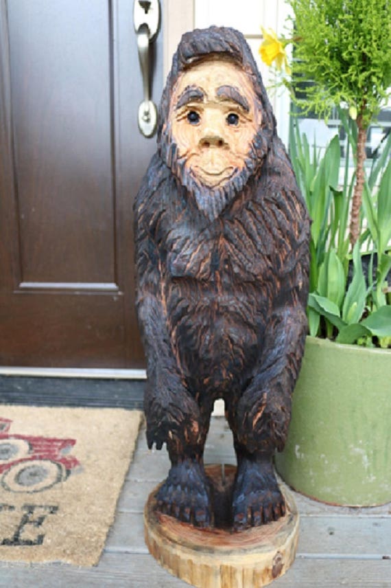Chainsaw Carving Bear Garden Art Wood Gift Carved Bigfoot Yeti