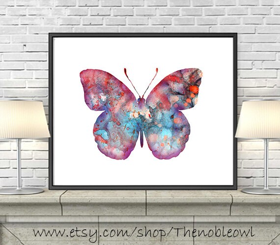 Butterfly Art Print Watercolor Painting Butterfly Nature