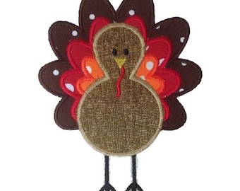 Thanksgiving Turkey Applique Machine Embroidery Design - 4 Sizes