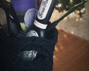 NEW! KeepSafe made with UPcycled t-shirt yarn, Eye Glass Holder, Side Table Catch All,