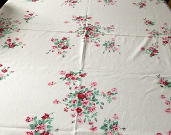 Vintage Wilendur Princess Rose Tablecloth 62.5" x 82"