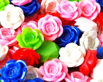 60 Pc. Resin Flower Cabochons 18 mm