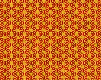 Imperial Star Design - Crimson/Gold Metallic Tonal Asian Japanese Fabric