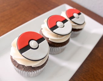 12 Pokeball Edible Pokemon Fondant Cupcake Toppers