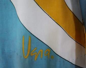 1970s VERA cotton bold blue gold stripes long sleeve blouse