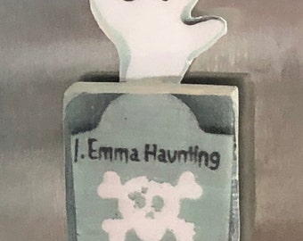 Ghost Grave Stone Adorable Halloween Magnet