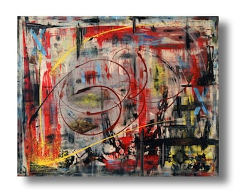 Large Abstract painting 30"x24"x1.25" mixed media on Gallery wood "Title 23" by K. Davies