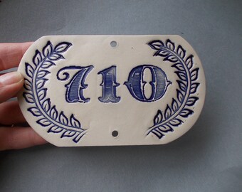 CUSTOM House Number / Door Number / Door Decor / Vintage decor / Door Plaque / Numerals / Blue sign / Door Sign