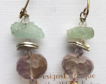 Aquamarine and Ametrine Sterling Silver Earrings