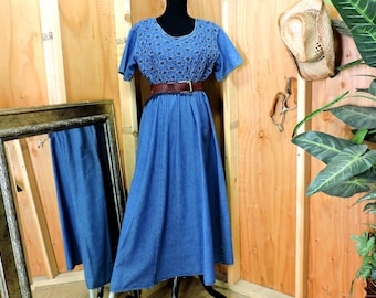 Long denim dress / M / L / denim maxi dress / long jean dress / prairie dress / loose fit denim dress
