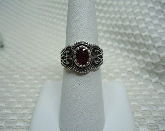Oval Cut Ruby Ring in Sterling Silver #1941