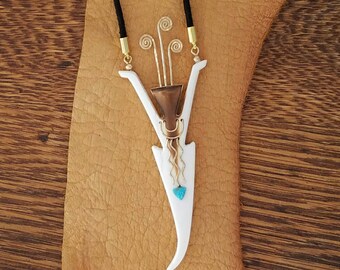 Antler Jewelry, Antler Necklace, Celebration, Elk Antler Necklace, Necklace, Elk Antler, Pendant, Elk, Antler, Turquoise, Gold