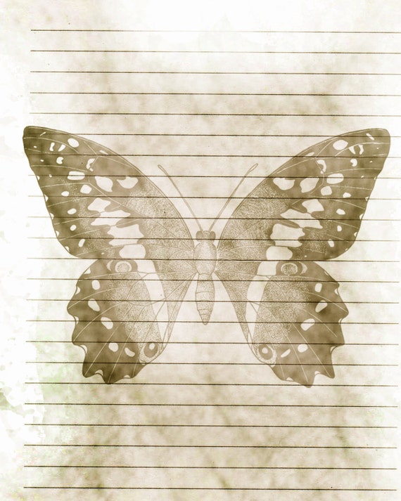 printable journal page butterfly sketch lined stationery 8