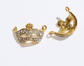 Gold Jester Mask, Mask Beads, Stone Jester Mask Charms,Mask Pendants SKU/KDR64