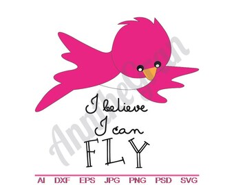 Flying Little Bird - Svg, Dxf, Eps, Png, Jpg, Vector Art, Clipart, Cut File, I Believe I Can Fly SVG