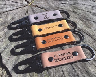 Custom keychain, Leather keychain, Personalized leather keychain, fathers day gift, Gift for him, 3 year Anniversary gift, mens gift, Dad
