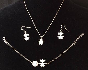Necklace, bracelet and baby earrings-sets
