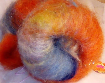 Batt, spinning lining, merino silk with glitter (Angelina)