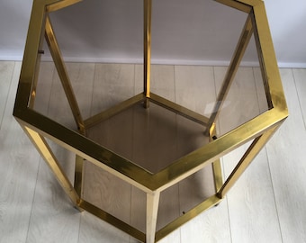 Vintage French hexagon brass centre table