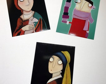 3 Fridge Art Magnets