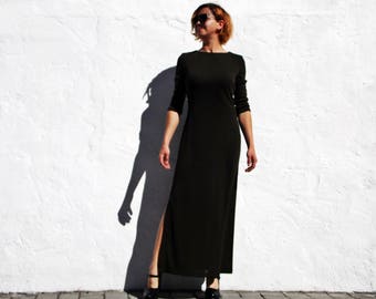 Khaki maxi dress khaki dress maxi fitted dress maxi minimalist dress maxi elegant dress maxi split dress bodycon dress dark green moss dress