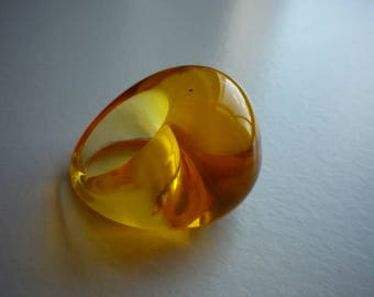 Vintage Transparent Orange Lucite Chunky Mod Ring Size 6 1/2