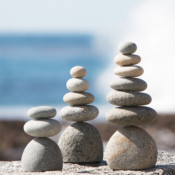 Natural River Stone Rock Cairn Stacked Zen Garden Pile Stone