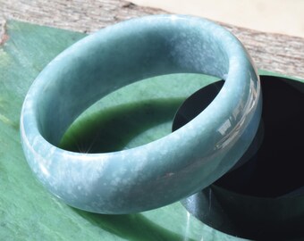 Guatemalan Light Blue Snow Jadeite "Cuff" Bangle 1 - 57.1 mm