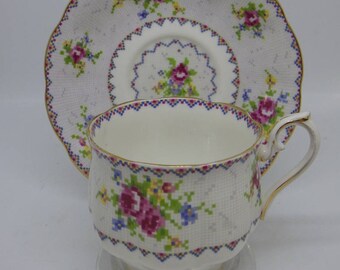 Vintage Royal Albert Petit Point Cup & Saucer Duo pretty pink roses 10 available