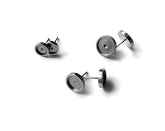 Stainless steel ear stud cabochon settings - fits 6, 8 or 10mm cabochons