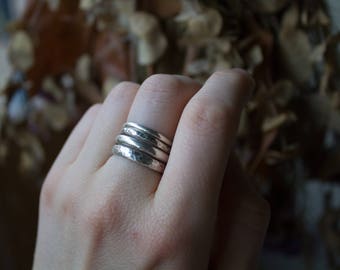 Sterling Silver Stacking Rings, Stacking Ring Set, Silver Stacking Rings, Silver Ring Set, Stacking Set, Silver Hammered Ring, Trendy Ring