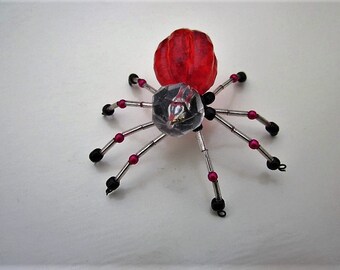 Spider Beaded ,Red,Clear,Black.