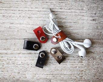 Cord Organizers Cable Keeper for Headphones, Leather Cord Organizer Best Stocking Stuffers, Tech Accessories, Tech Gifts for Tech Lovers