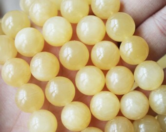 yellow jade, 12mm beads, natural gemstone beads, full strand 16 inches, approx.31 beads.