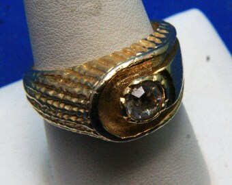 Vintage Mens Rhinestone 18K H.G.E Ring Size 10