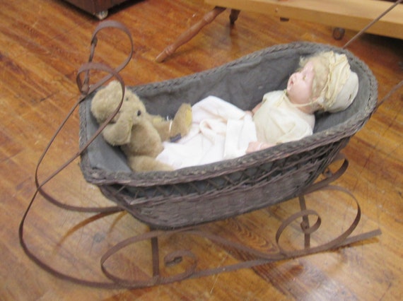 Antique doll sled carriage