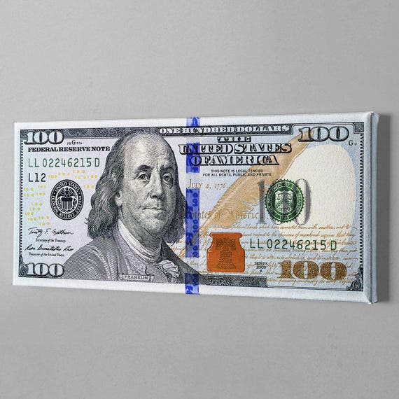 Money Art 100 Dollar Bill Print Benjamin Franklin Money