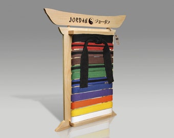 Maple Martial Arts Belt Rack - Personalized Karate Belt Display Taekwondo Brazilian Jujitsu belt holder BJJ Jiu Jitsu Tae kwon Do Kung fu