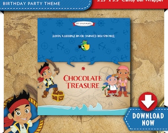 Jake and the Neverland Pirates Candy Bar Wrapper | Pirate Birthday Party | Printable | Invitation & Party Kit Available | Instant Download