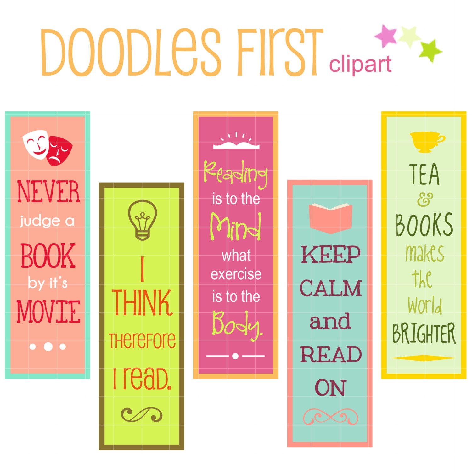 reading quotes bookmarks digital clip art for scrapbooking