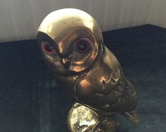 Vintage Heavy Solid Brass Owl Figure