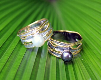 Sterling Silver Freshwater Pearl Flower Ring, Floral Jewelry, Pearl Ring, Pearl Jewelry, Bridal Jewelry, June Birthstone Ring, Unique Gift