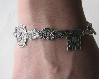 skeleton key bracelet - silver