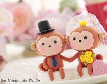 monkey wedding cake topper---k738