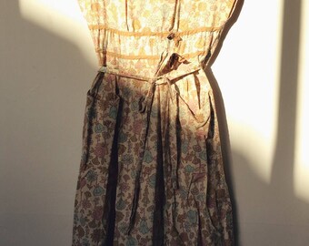 1950s Vintage 'Swirl' Cotton Wrap Dress Rare