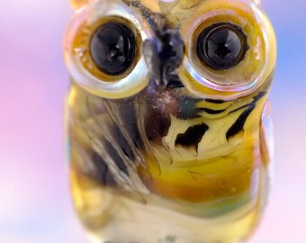 Laird...... lampwork owl bead............ sra